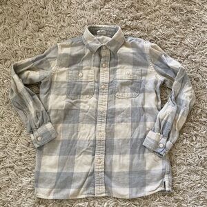 Gap Organic Gray and Cream Flannel Shirt Size Medium